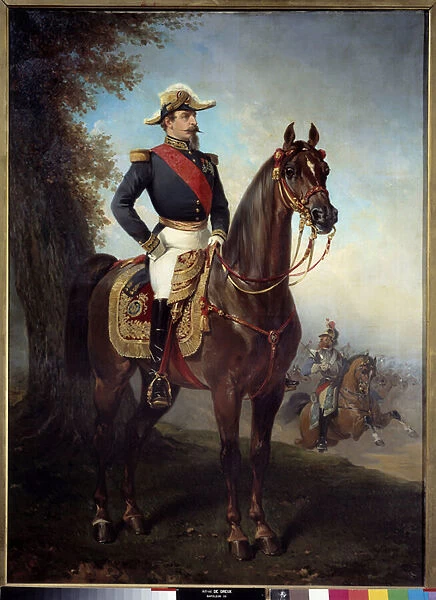 Equestrian portrait of Napoleon III (1808-1873). Painting by Alfred De Dreux (1810 - 1860