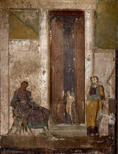 Eros persuades Helene to love Paris. 1st century. (fresco)