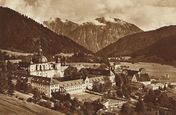Ettal and its Convent, towards Estergebirge (b  /  w photo)