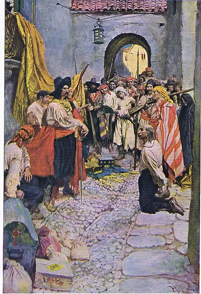 Extorting tribute from the citizens, from Howard Pyle
