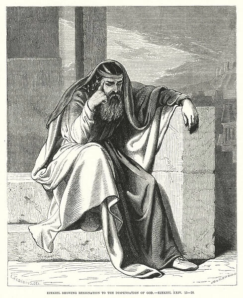 Ezekiel showing Resignation to the Dispensation of God, Ezekiel XXIV, 15-18 (engraving)