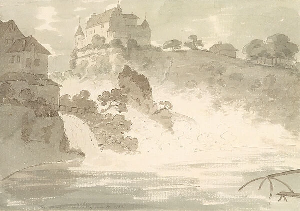 Falls at Schauffhausen, 1782 (w  /  c over graphite with pen & ink on paper)
