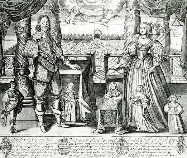 Family Portrait of Charles I (engraving) (b  /  w photo)