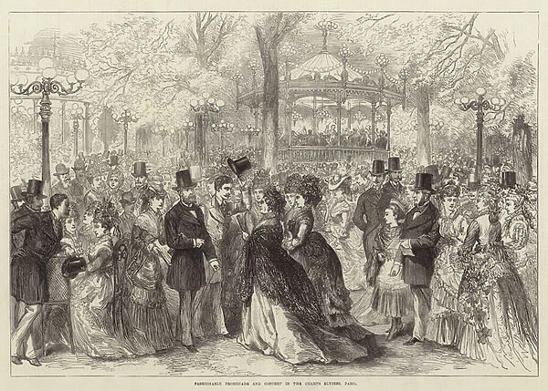 Fashionable Promenade and Concert in the Champs Elysees, Paris (engraving)