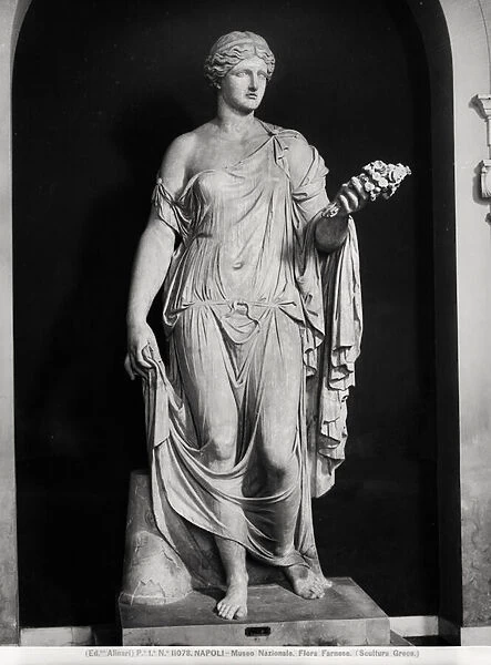 Female statue called Flora Farnese, 2nd-3rd century AD (marble) (b  /  w photo)