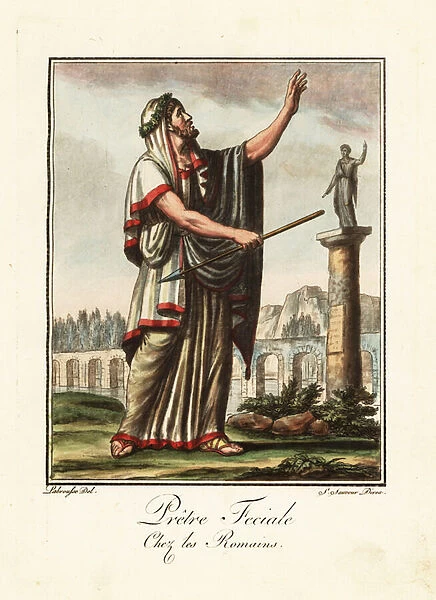Fetial priest or fetialis, ancient Rome. 1796 (engraving)