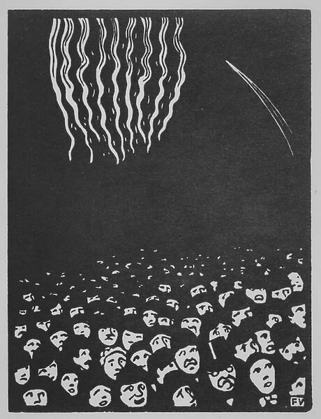 Fireworks, The Worlds Fair VI, 1901 (woodcut on tinted Japan paper)