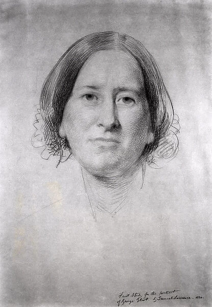 First Study for the Portrait of George Eliot (Mary Ann Evans) (1819-1880) 1860 (pencil on paper)
