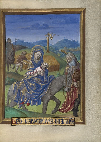 The Flight into Egypt from a Book of Hours Ms. 48 fol. 67, c. 1480-90 (tempera, gold leaf