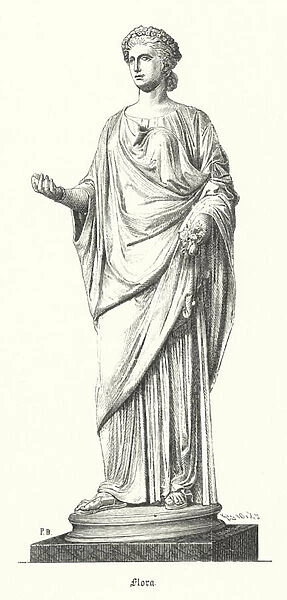 Flora, Roman goddess of flowers and spring (engraving)