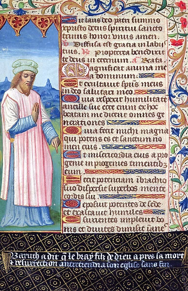 Fol. 36v Text of the Magnificat with a portrait of Baruch