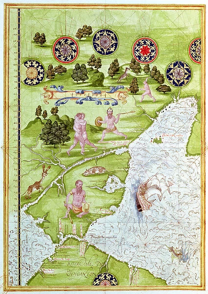 Fol. 40v Map of the Magellan Straits, from Cosmographie Universelle, 1555