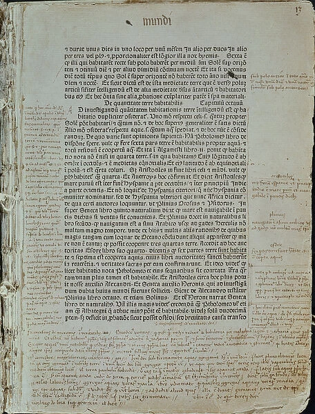 Folio from Pierre d Aillys Imago Mundi (ink on vellum)