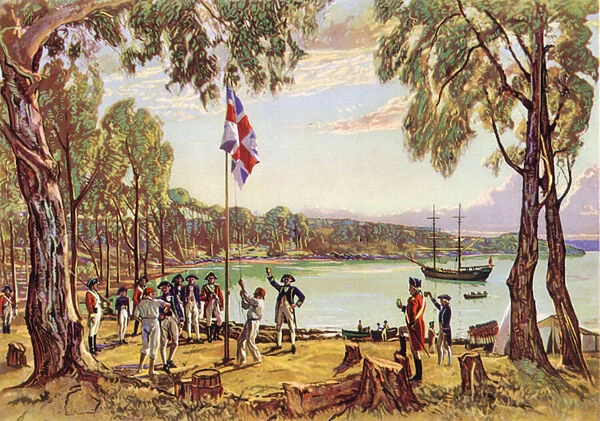 The founding of Australia (colour litho)