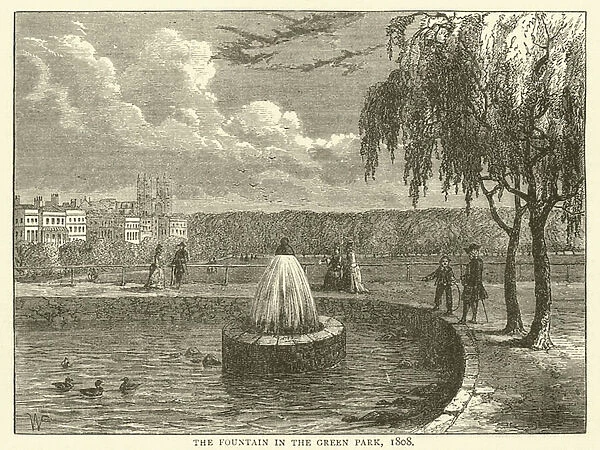 The Fountain in the Green Park, 1808 (engraving)