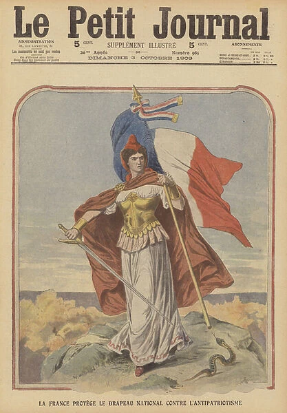 France protects the national flag against antipatriotism (colour litho)