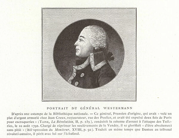 Francois Joseph Westermann, French politician and general of the French Revolutionary Wars (engraving)