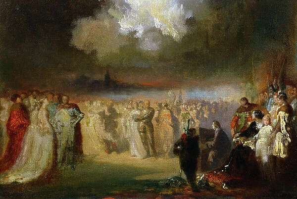 Frederic Chopin (1810-49) in concert at the Hotel Lambert, Paris, 1840 (oil on canvas)