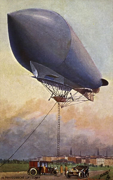 The French airship (colour litho)
