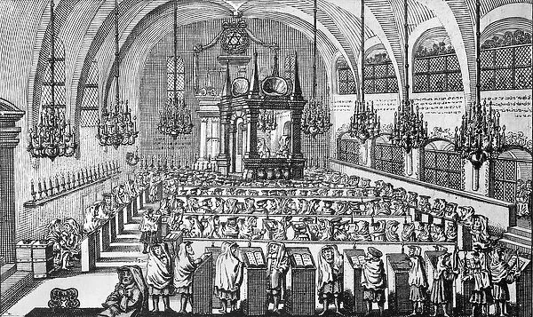 The Gathering in the Synagogue, 1705 (engraving)
