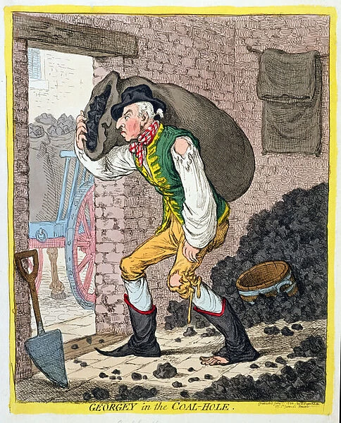 Georgey in the Coal-Hole, published by Hannah Humphrey in 1801 (hand-coloured etching)