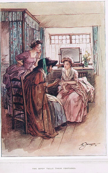 The Gipsy tells their fortune, illustration from The Vicar of Wakefield