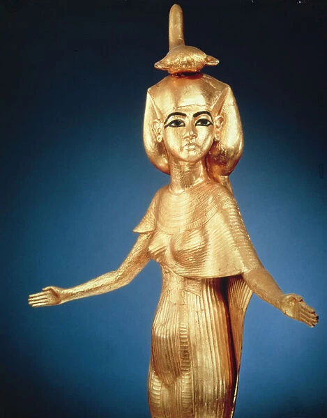 Detail of the goddess Selket from the canopic shrine, from the Tomb of Tutankhamun