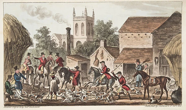 Going out; A view of Berkeley Hunt Kennel, from The English Spy published 1824