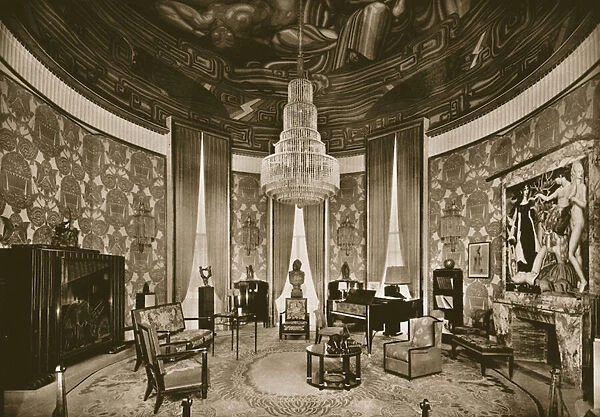 Grand Salon, designed by Jacques-Emile Ruhlmann, 1925 (b  /  w photo)