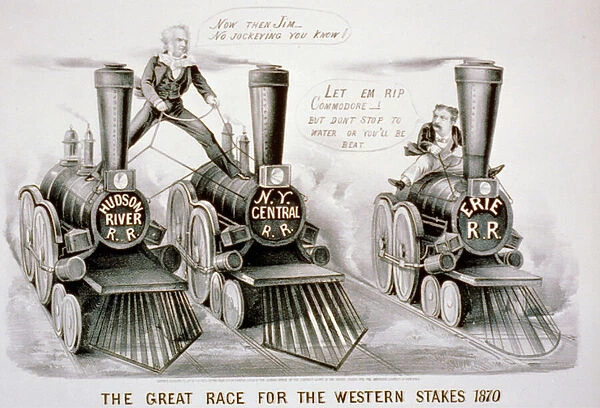 The Great Race for the Western Stakes, 1870 (litho) (lithograph)
