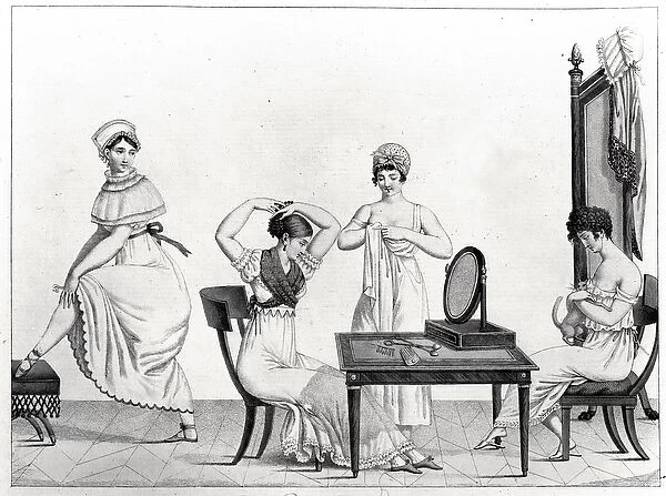 The Grisettes Rise, Plate 29 from Le Bon Genre, 1802-12, (engraving)