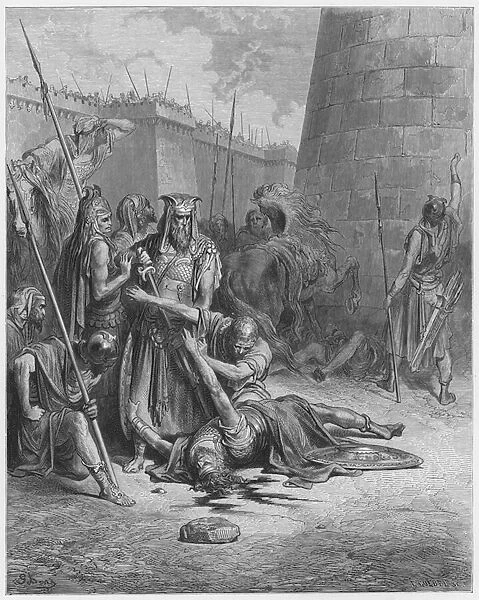 Gustave Dore Bible: Death of Abimelech (engraving)