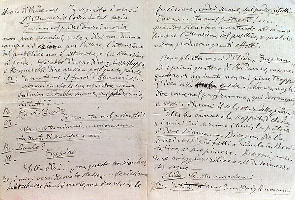 Handwritten letter of Giuseppe Verdi to Aida librettos author Antonio Ghislanzoni, 1870