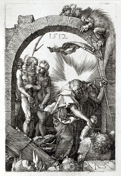 Harrowing of Hell or Christs descent into Limbo, 1512 (engraving) (b  /  w photo)