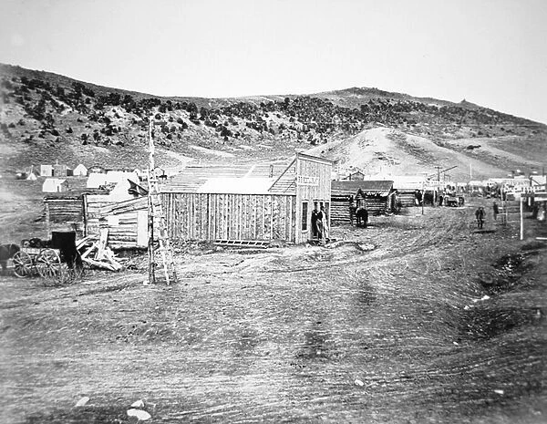 Hell on Wheels Town in Bear River, Nebraska, 1860s (b  /  w photo)