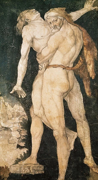 Hercules and Antaeus, c. 1530 (w  /  c on paper)