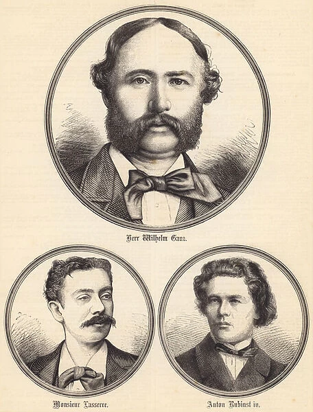 Herr Wilhelm Ganz, Monsieur Lasserre, Anton Rubinstein (engraving)