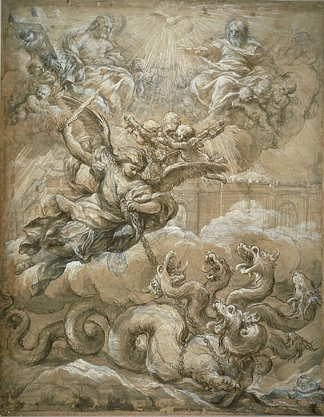 The Holy Trinity with Saint Michael Conquering the Dragon, 1666 (pen & ink