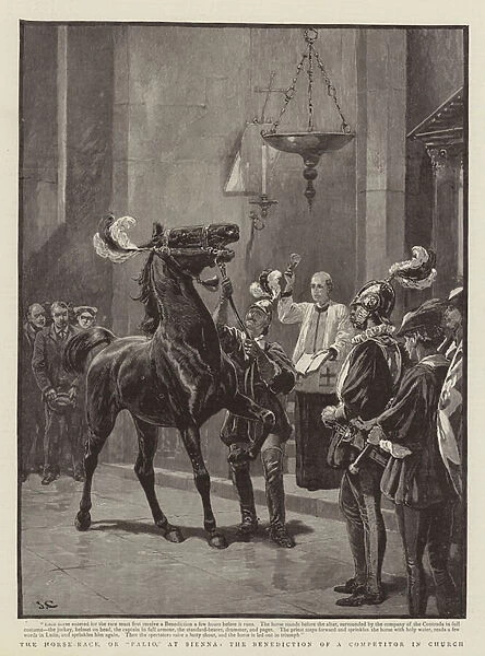 The Horse-Race, or 'Palio, 'at Sienna, the Benediction of a Competitor in Church (engraving)