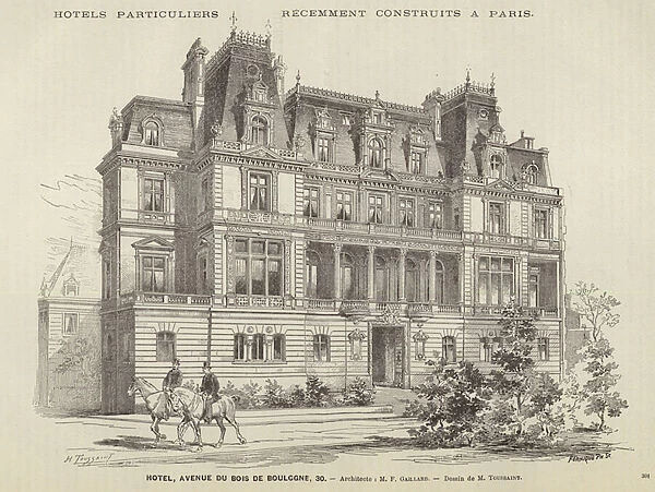 Hotel, Avenue du Bois de Boulogne, 30 (engraving)