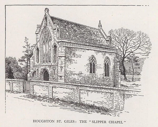 Houghton St Giles, the 'Slipper Chapel'(litho)