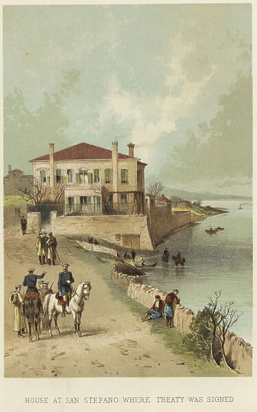 House at San Stefano where treaty was signed (colour litho)