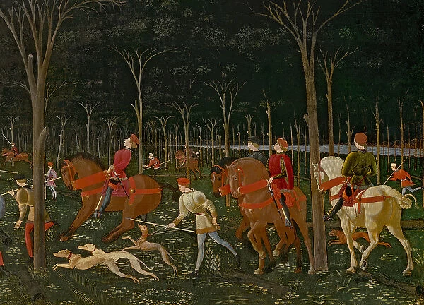 The Hunt in the Forest, c. 1465-70 (oil on panel) (detail of 100861)