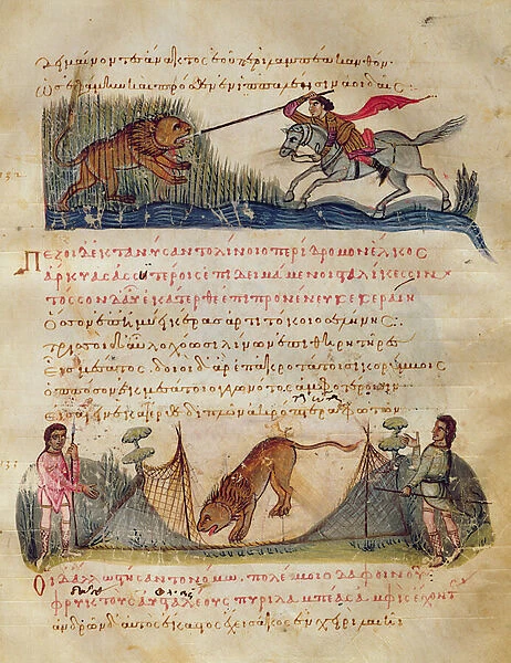 Hunting with spears and traps, illustration from the Cynegetica