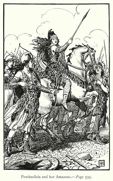 The Iliad: Penthesileia and her Amazons (engraving)