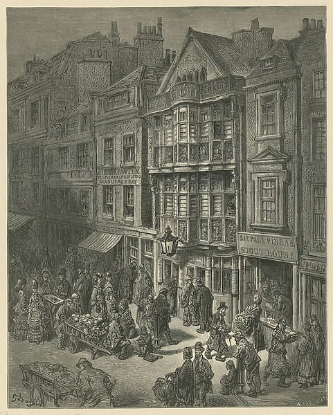Illustration depicting Bishopsgate Street (engraving)