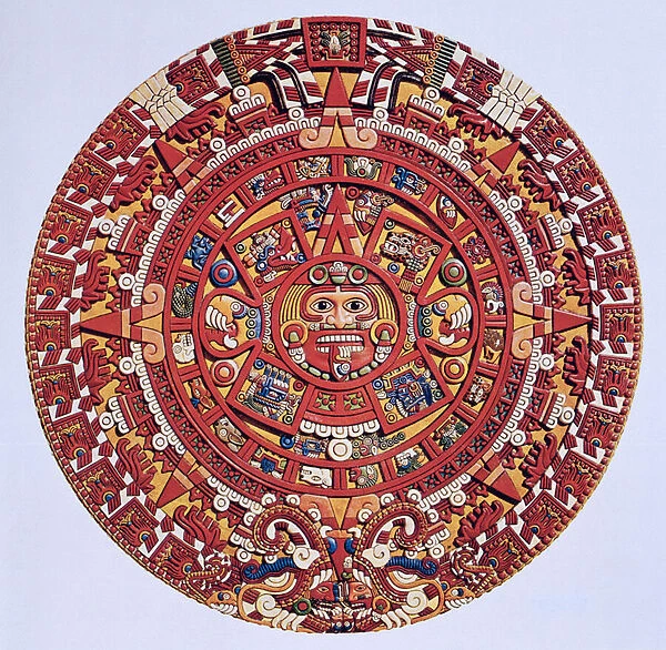 Imaginary recreation of an Aztec Sun Stone calendar (see also 115255)