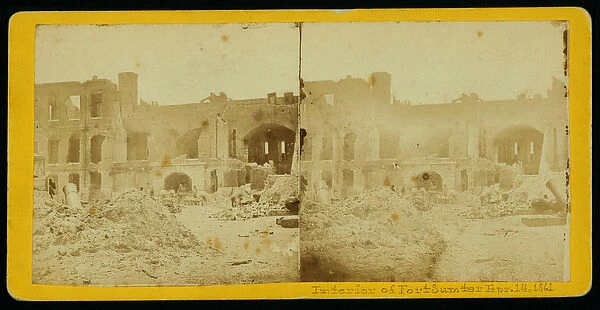 Interior of Fort Sumter, 14th April, 1861 (stereoscopic print)