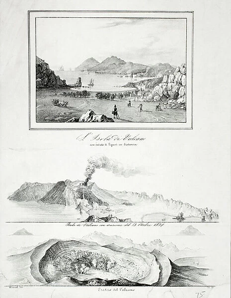 The Island of Vulcano with a View of Lipari in the Distance (litho)