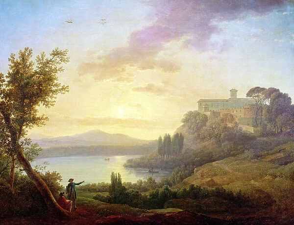 Italian Landscape, Setting Sun (oil on canvas)